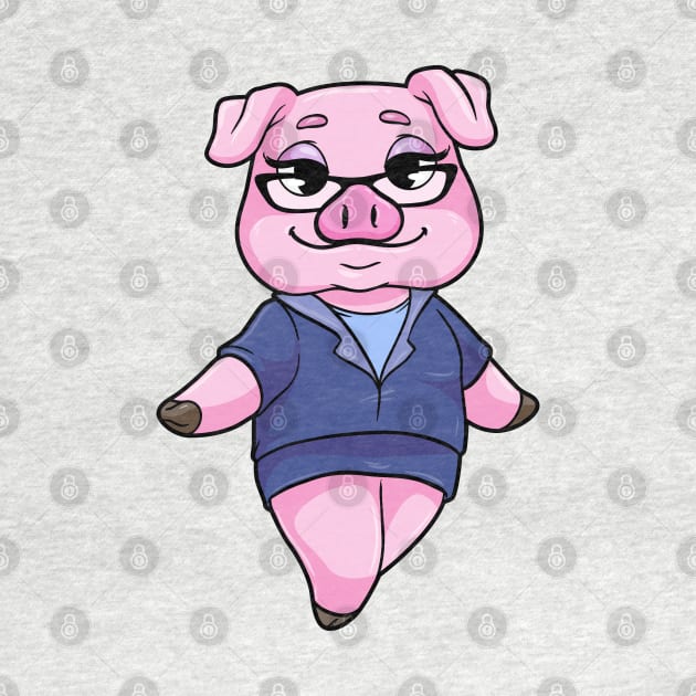 Pig as Secretary with Glasses by Markus Schnabel